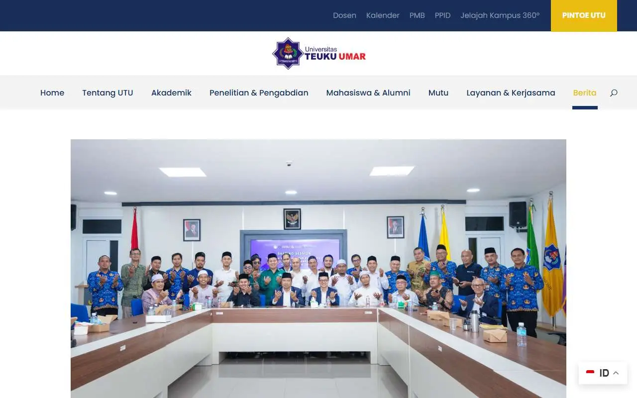Tampilan website resmi Universitas Teuku Umar (utu.ac.id)