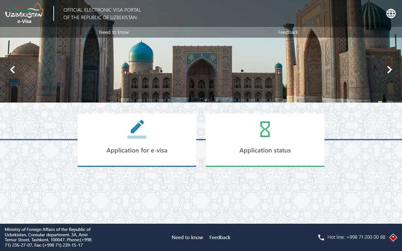 Tampilan website resmi Uzbekistan e-Visa (e-visa.gov.uz)