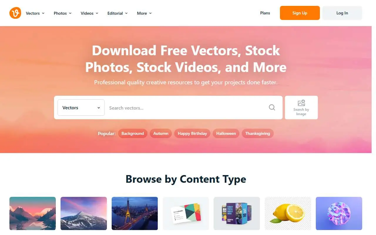 Tampilan website resmi Vecteezy (vecteezy.com)