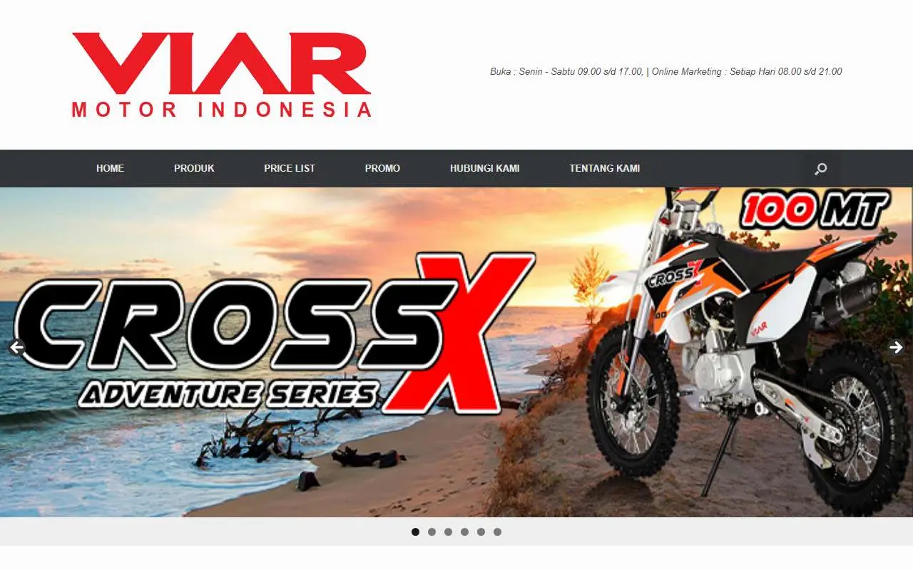 Tampilan website resmi Viar (viar.co.id)