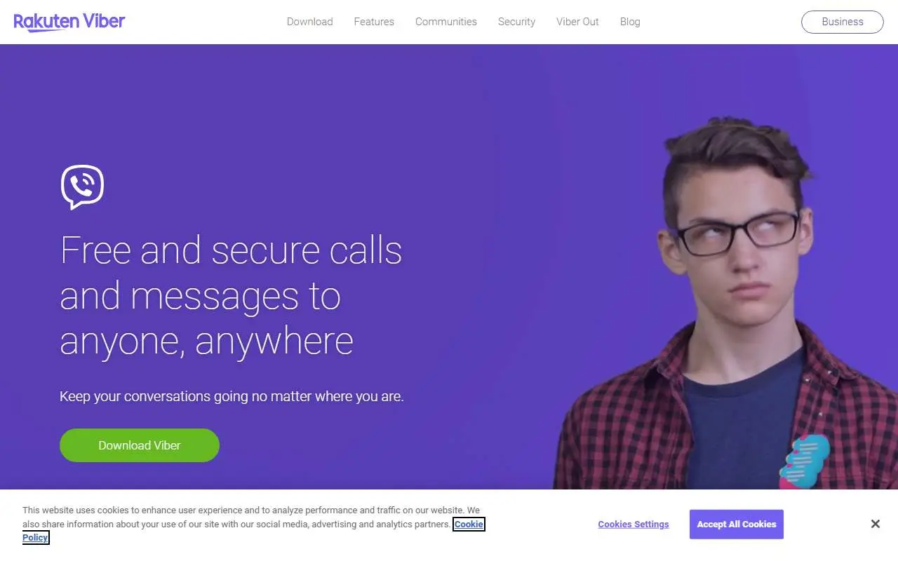 Tampilan website resmi Viber (viber.com)