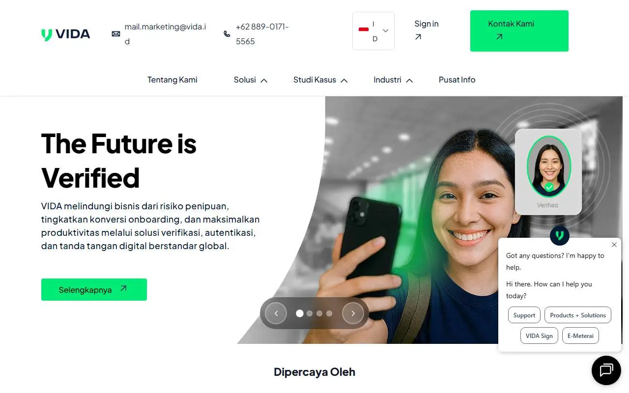 Tampilan website resmi VIDA (vida.id)