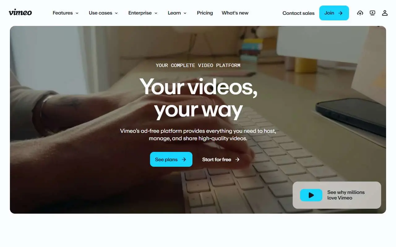 Tampilan website resmi Vimeo (vimeo.com)