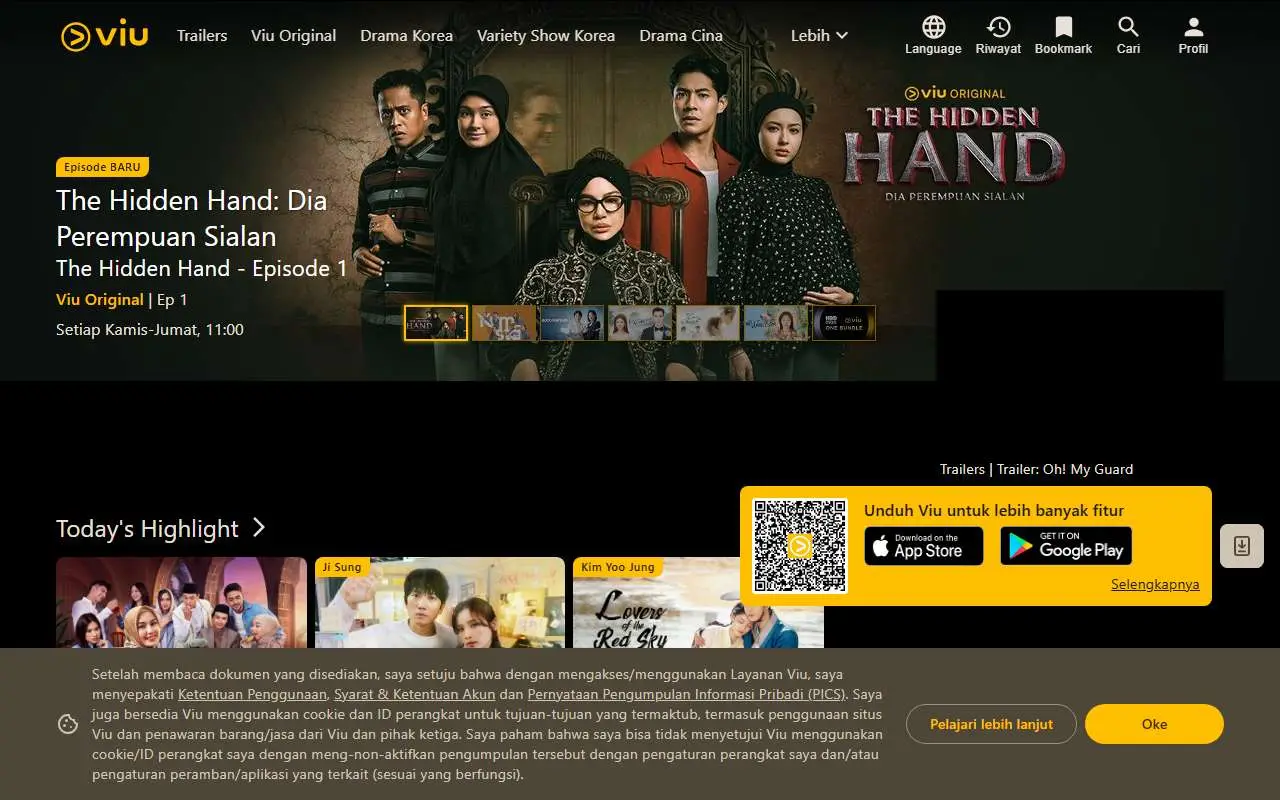 Tampilan website resmi Viu (viu.com)