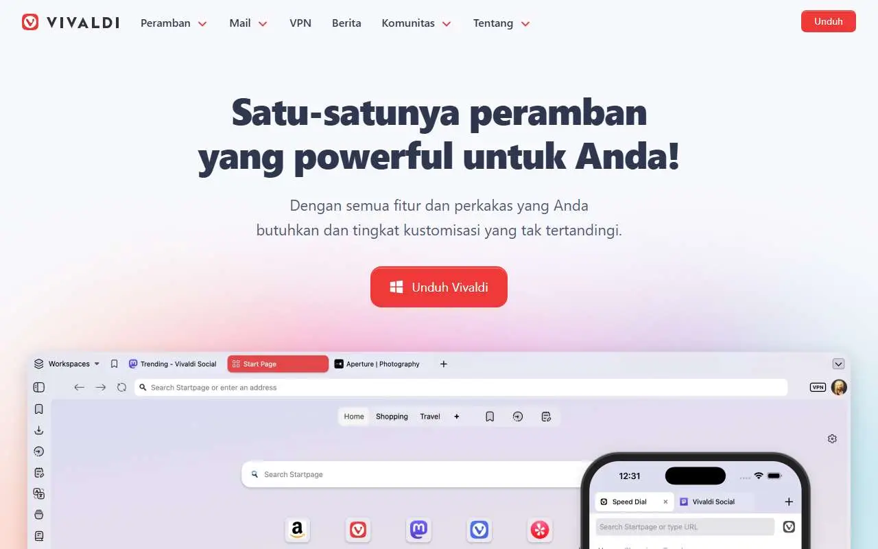 Tampilan website resmi Vivaldi (vivaldi.com)
