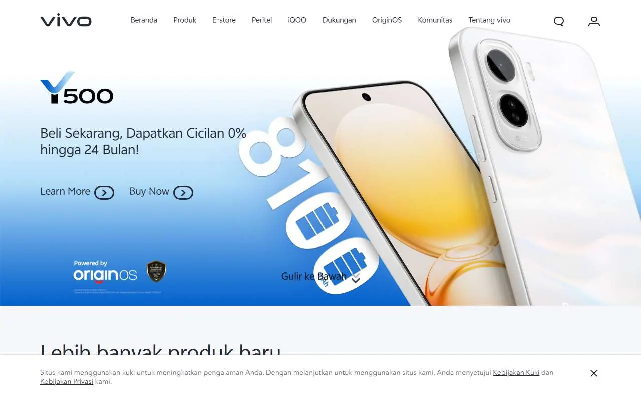 Tampilan website resmi Vivo Indonesia (vivo.com)