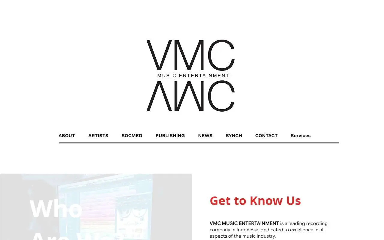 Tampilan website resmi VMC Music Entertainment (vmcmusic.com)