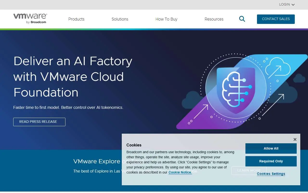 Tampilan website resmi VMware (vmware.com)