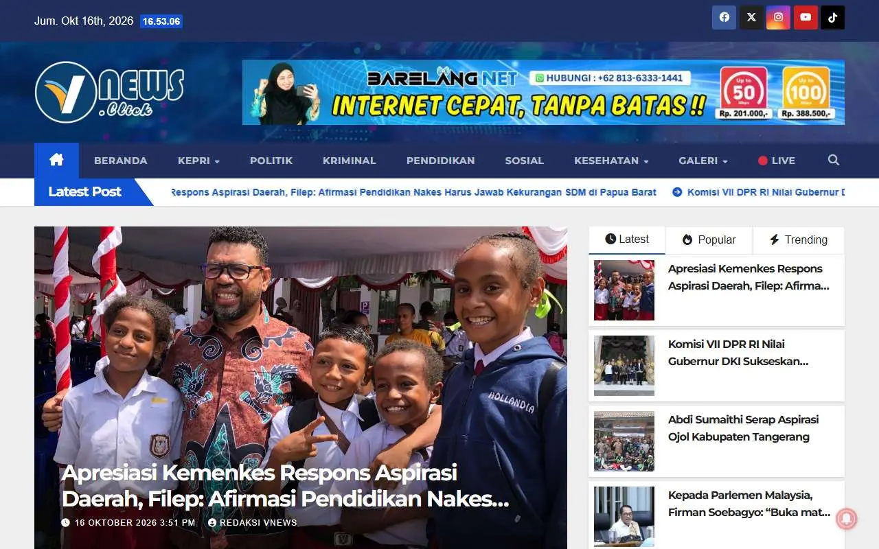 Tampilan website resmi Vnews (vnews.click)