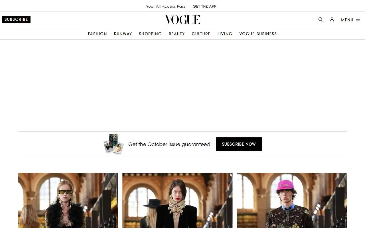 Tampilan website resmi Vogue (vogue.com)