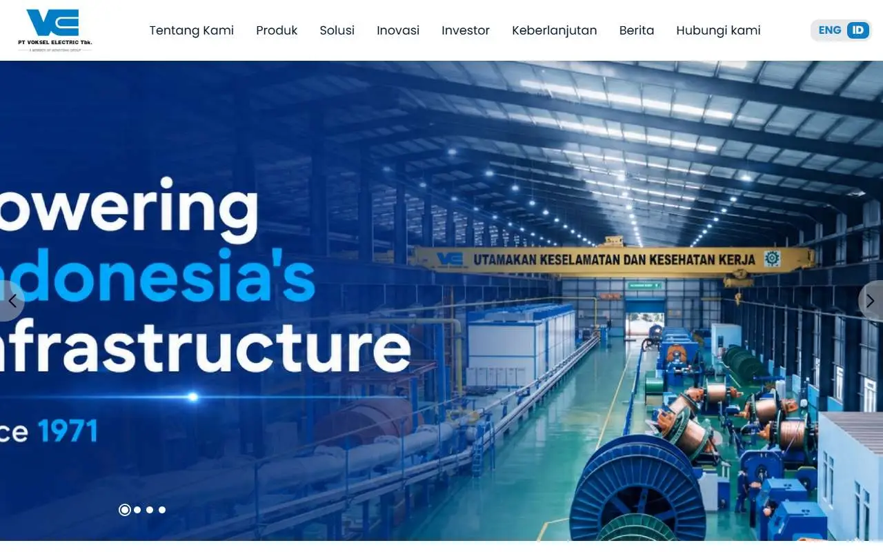 Tampilan website resmi Voksel Electric (voksel.co.id)