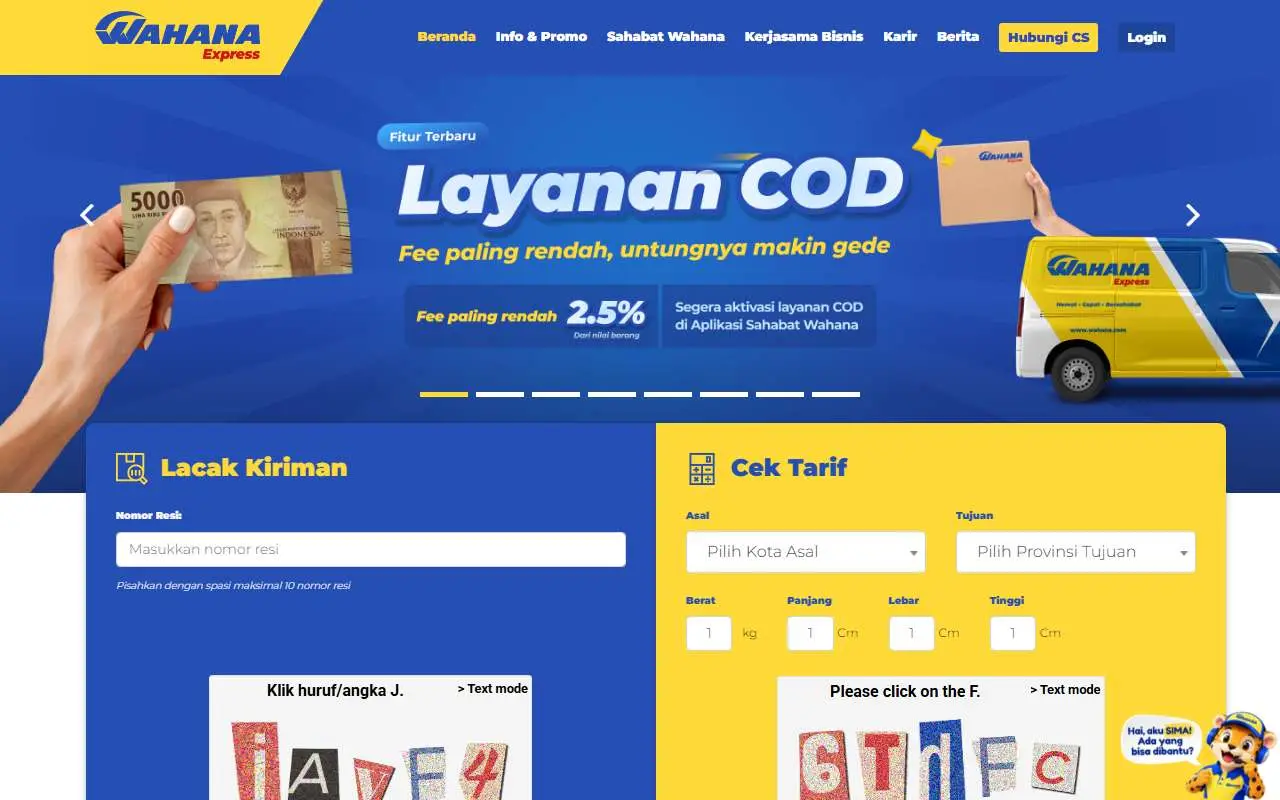 Tampilan website resmi Wahana (wahana.com)