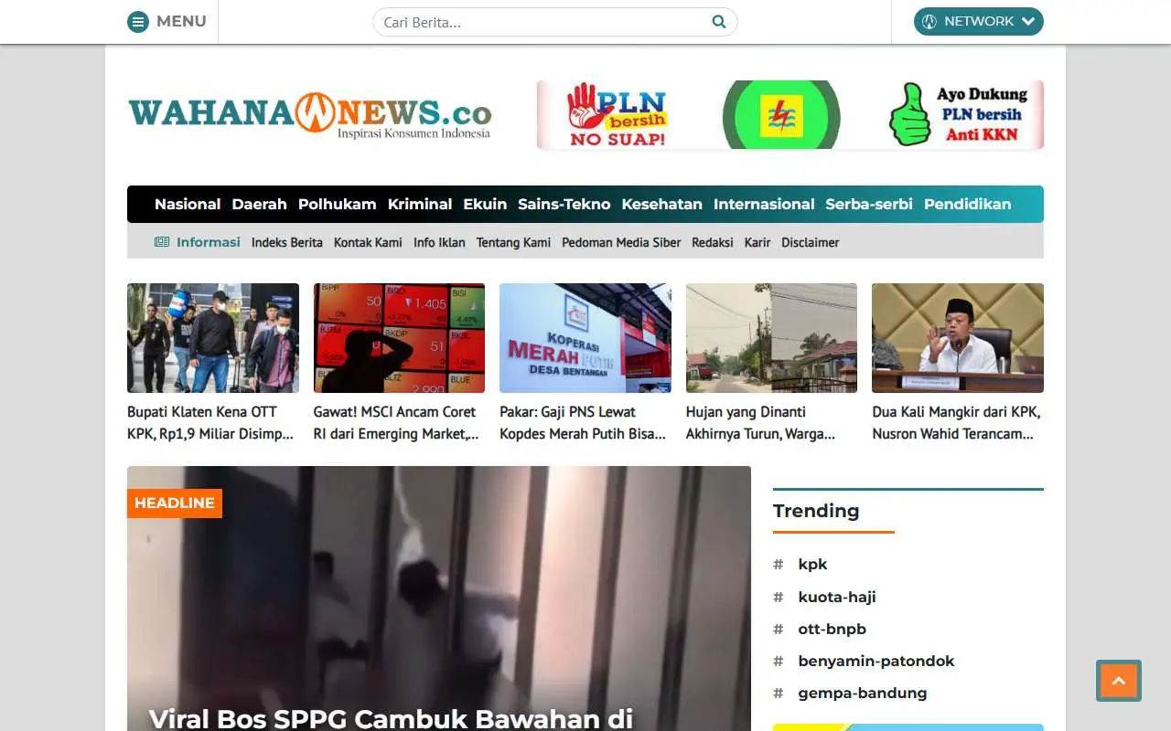 Tampilan website resmi Wahana News (wahananews.co)