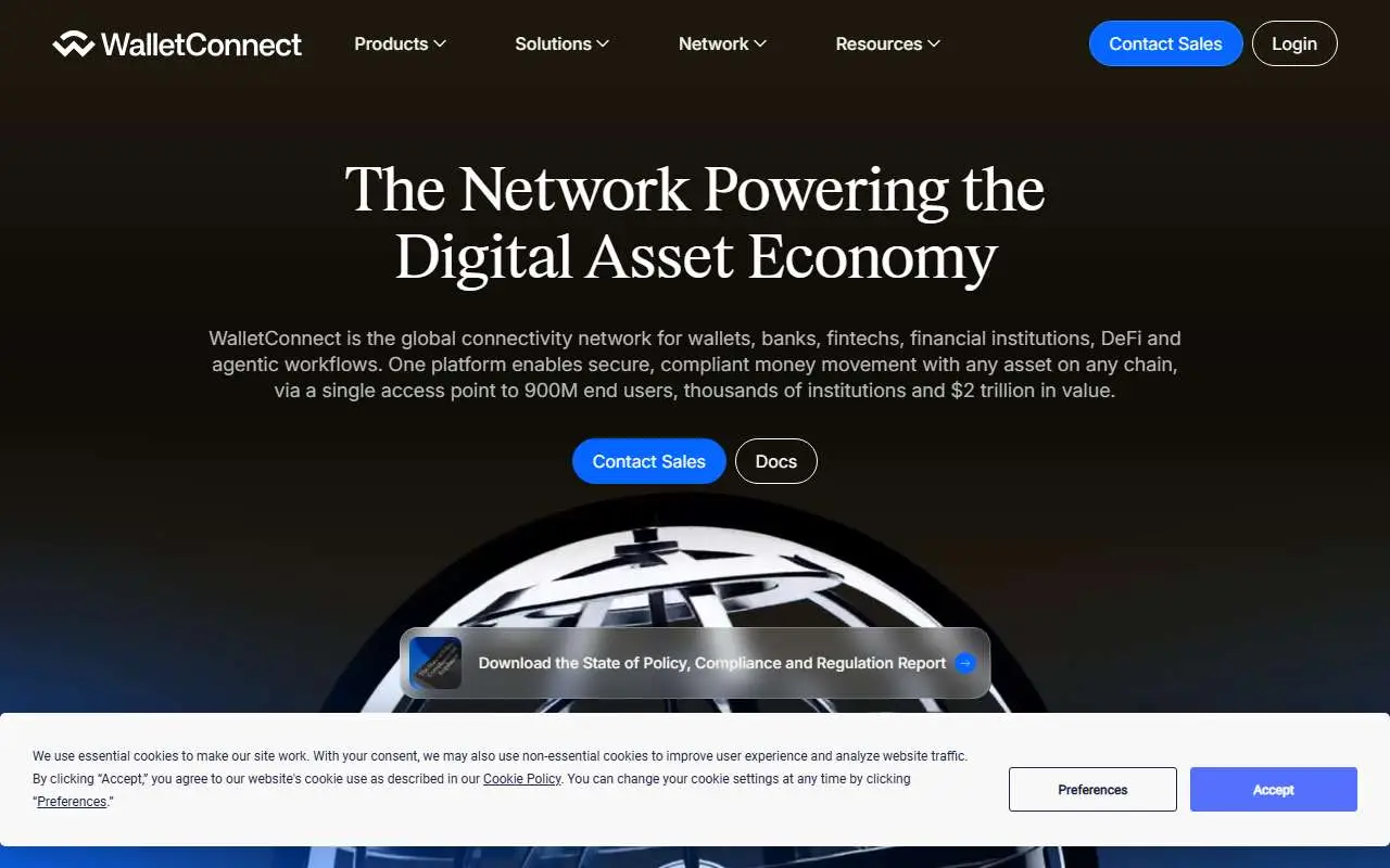 Tampilan website resmi WalletConnect (walletconnect.com)
