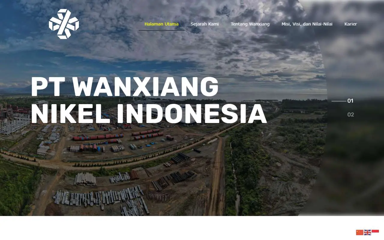 Tampilan website resmi Wanxiang Nickel Indonesia (wanxiang.co.id)