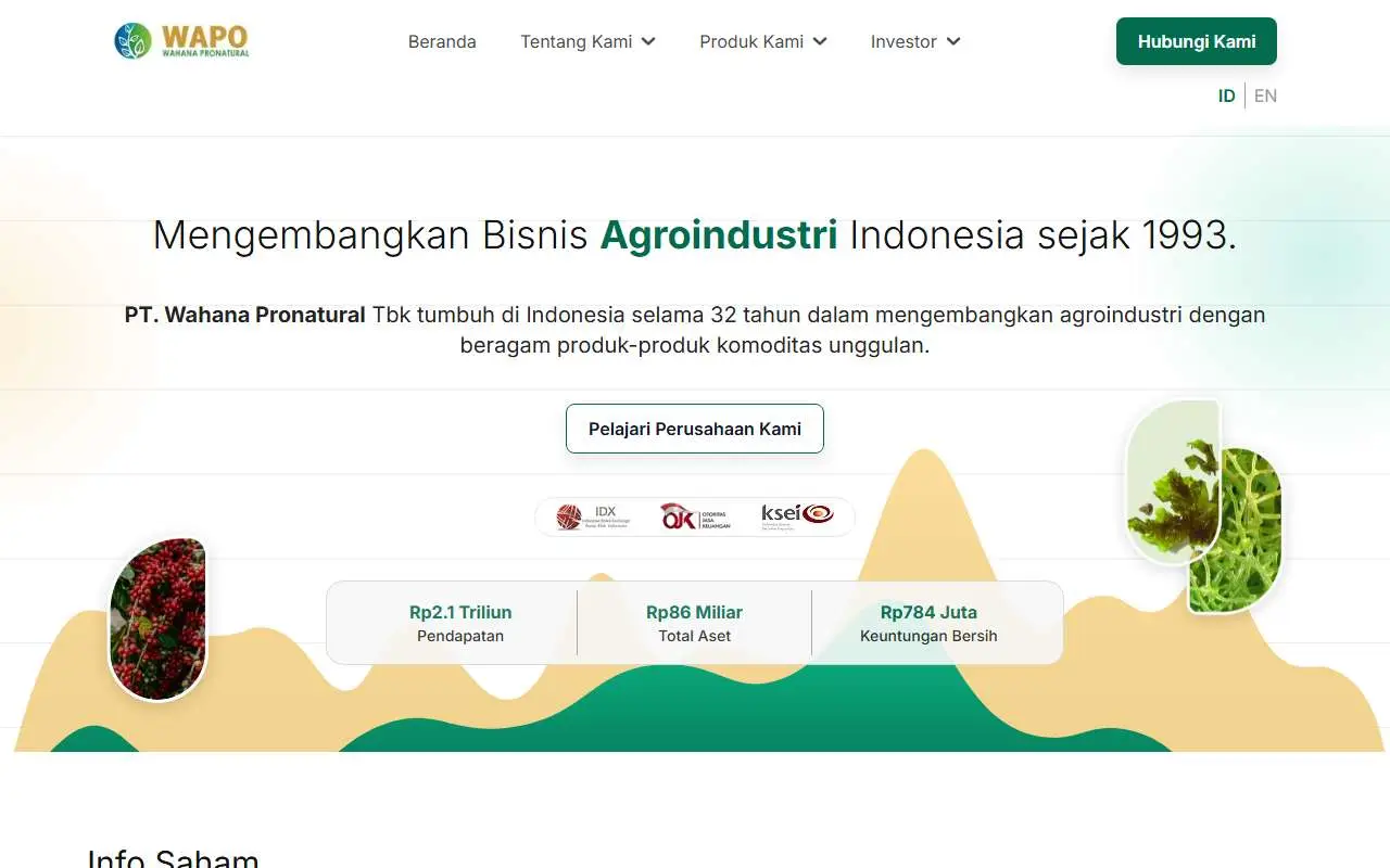 Tampilan website resmi Wahana Pronatural (wapo.co.id)