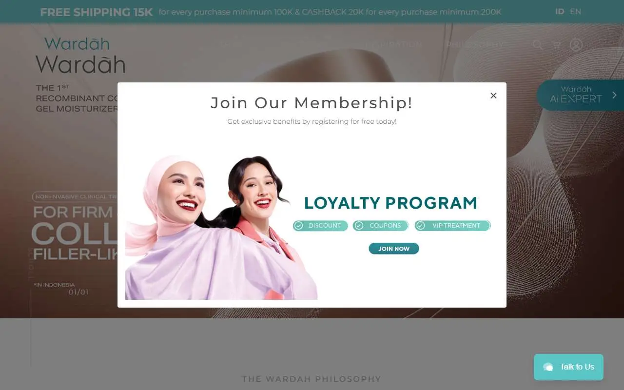 Tampilan website resmi Wardah (wardahbeauty.com)