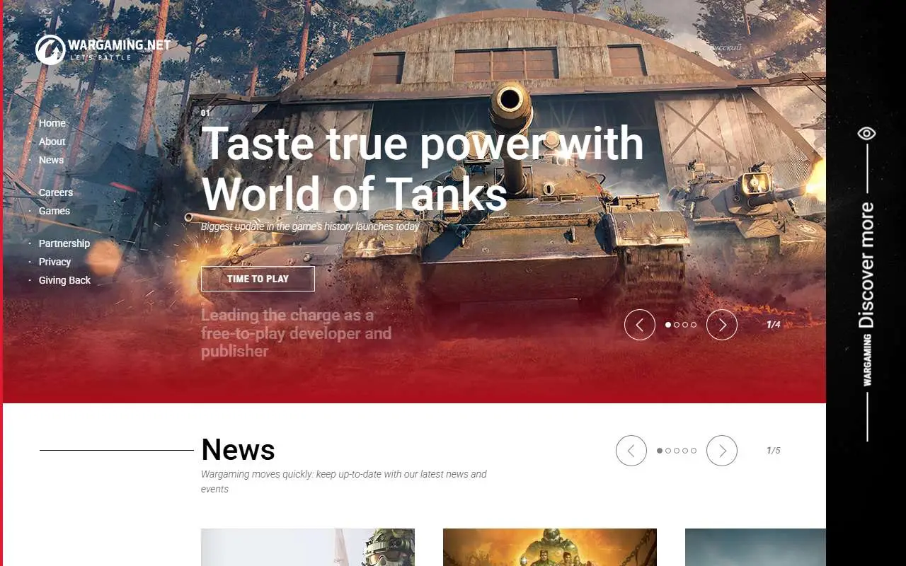 Tampilan website resmi Wargaming (wargaming.com)