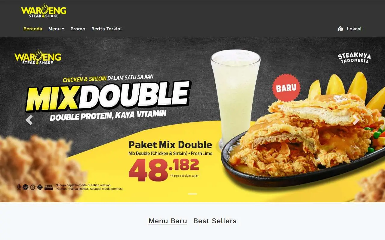 Tampilan website resmi Waroeng Steak & Shake (waroengsteakandshake.com)