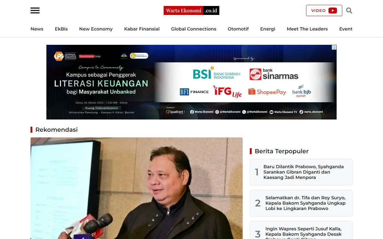 Tampilan website resmi Warta Ekonomi (wartaekonomi.co.id)