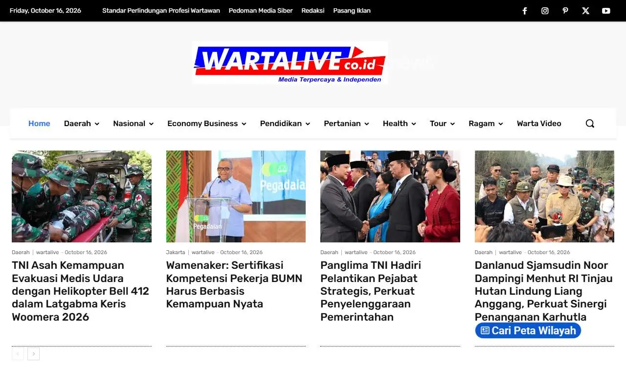 Tampilan website resmi Wartalive (wartalive.co.id)