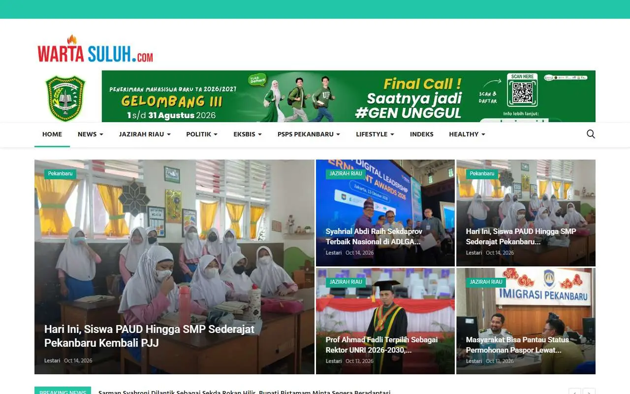 Tampilan website resmi Warta Suluh (wartasuluh.com)