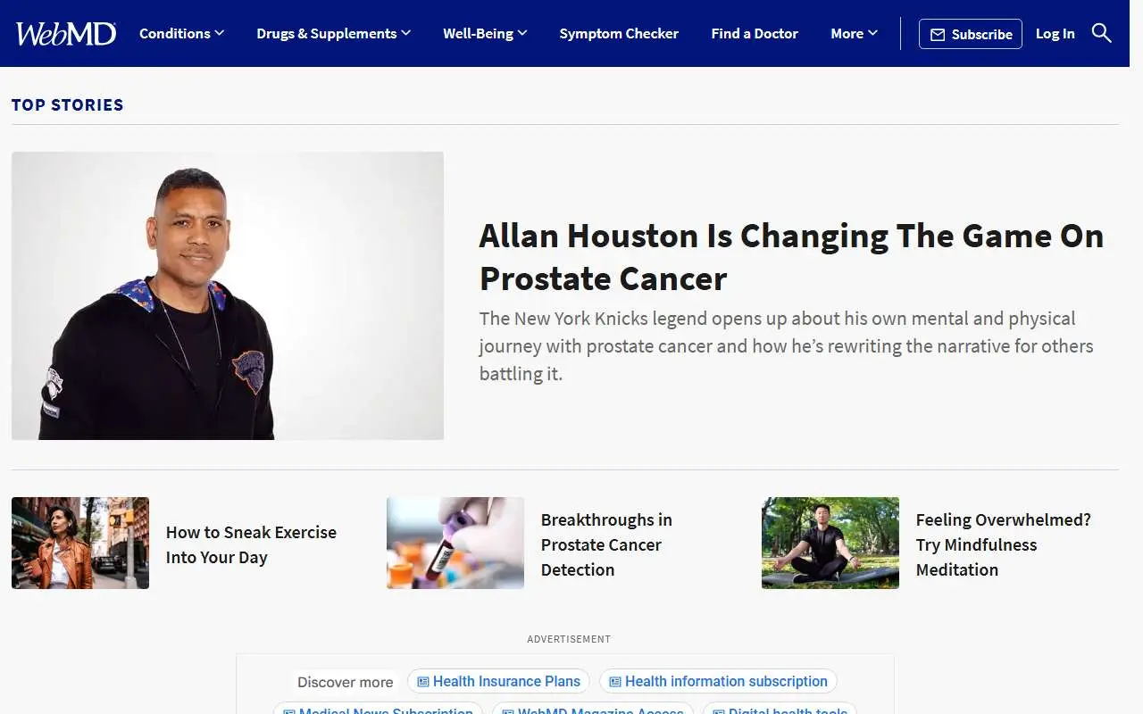 Tampilan website resmi WebMD (webmd.com)