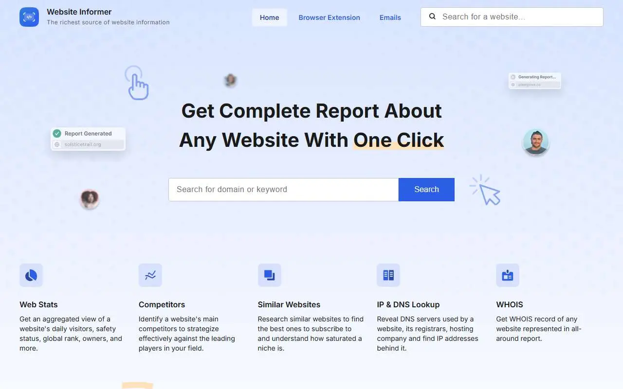 Tampilan website resmi Website Informer (website.informer.com)