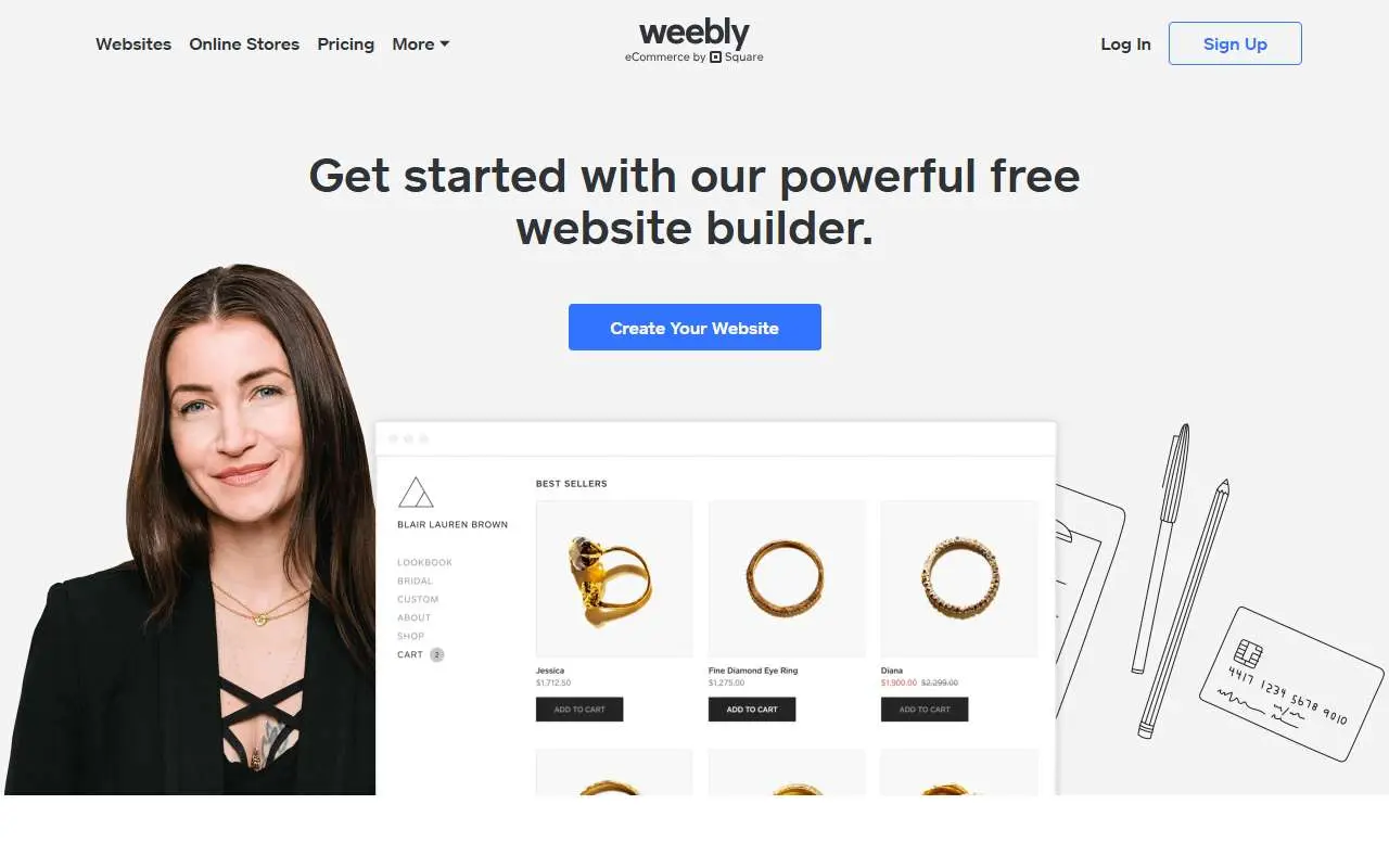 Tampilan website resmi Weebly (weebly.com)