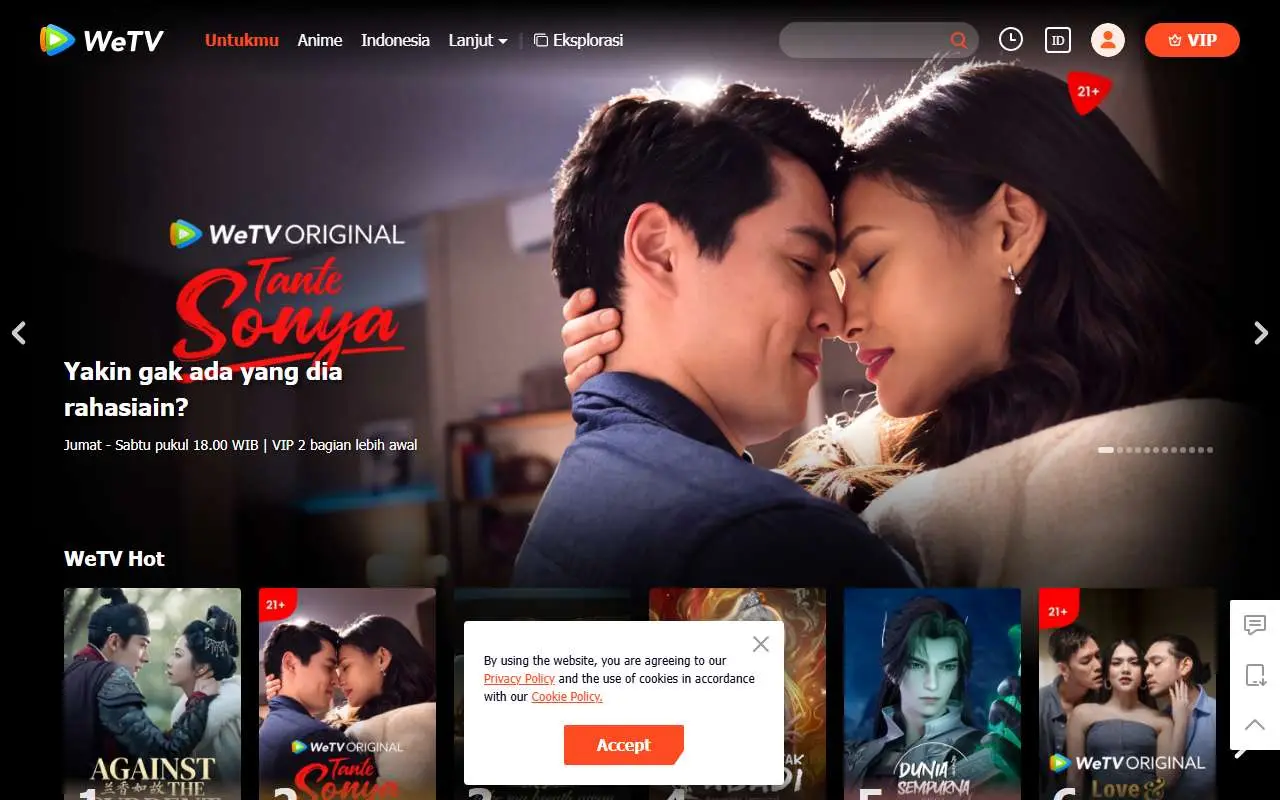 Tampilan website resmi WeTV (wetv.vip)