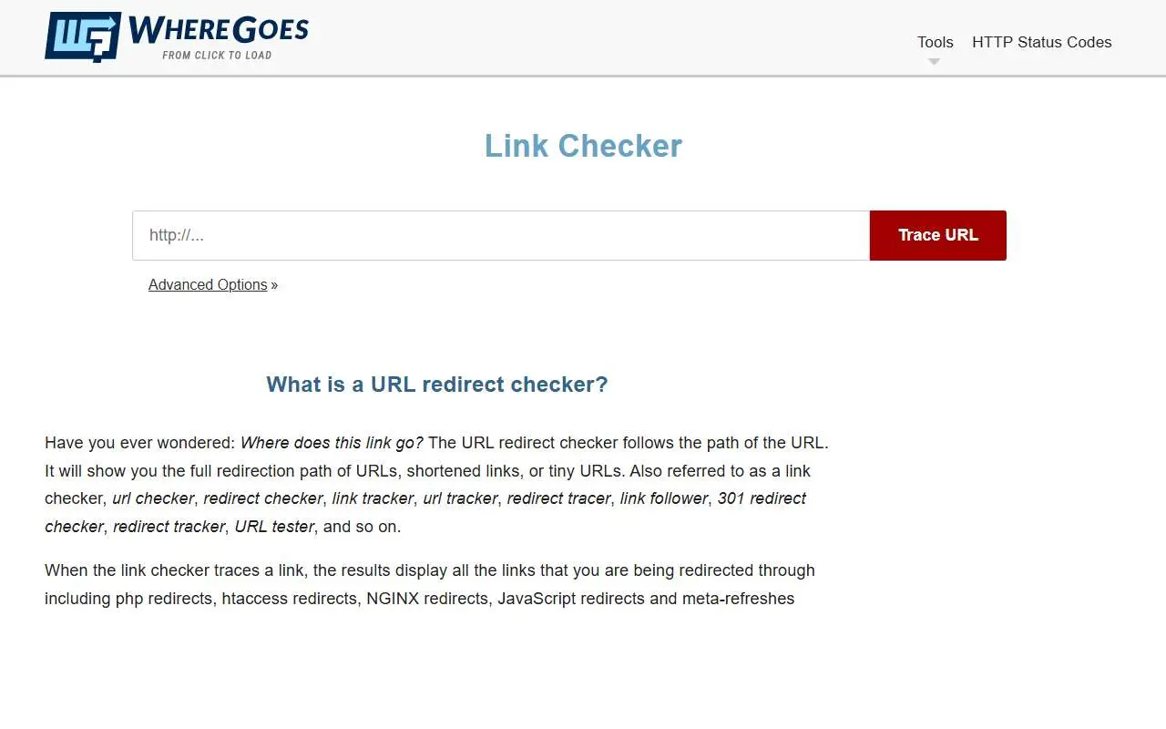 Tampilan website resmi WhereGoes (wheregoes.com)