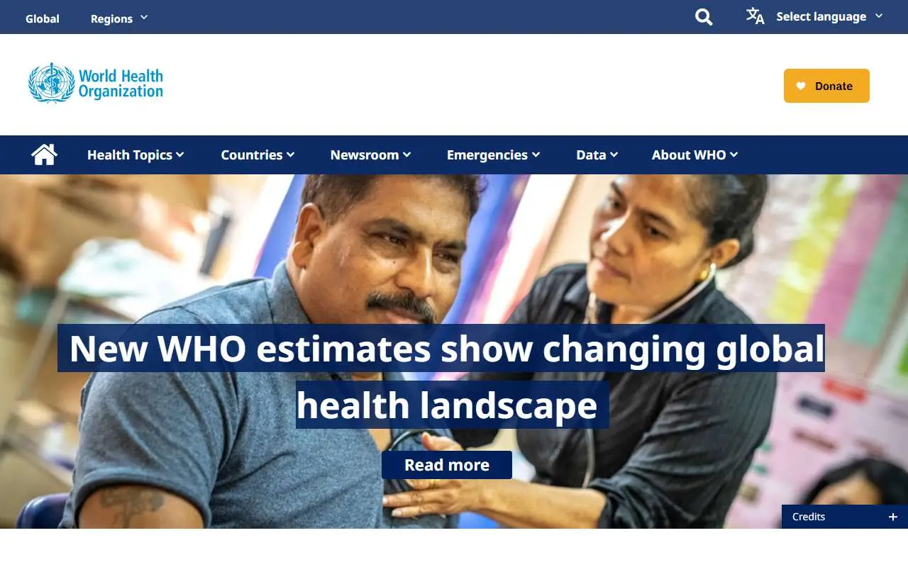 Tampilan website resmi WHO (who.int)