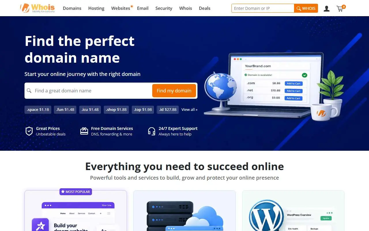 Tampilan website resmi Whois.com (whois.com)