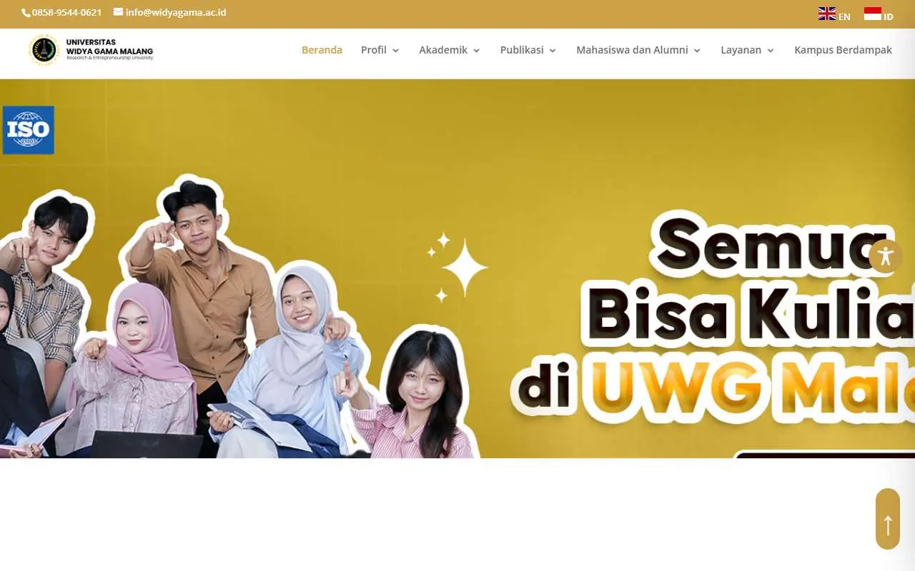 Tampilan website resmi Universitas Widya Gama Malang (widyagama.ac.id)