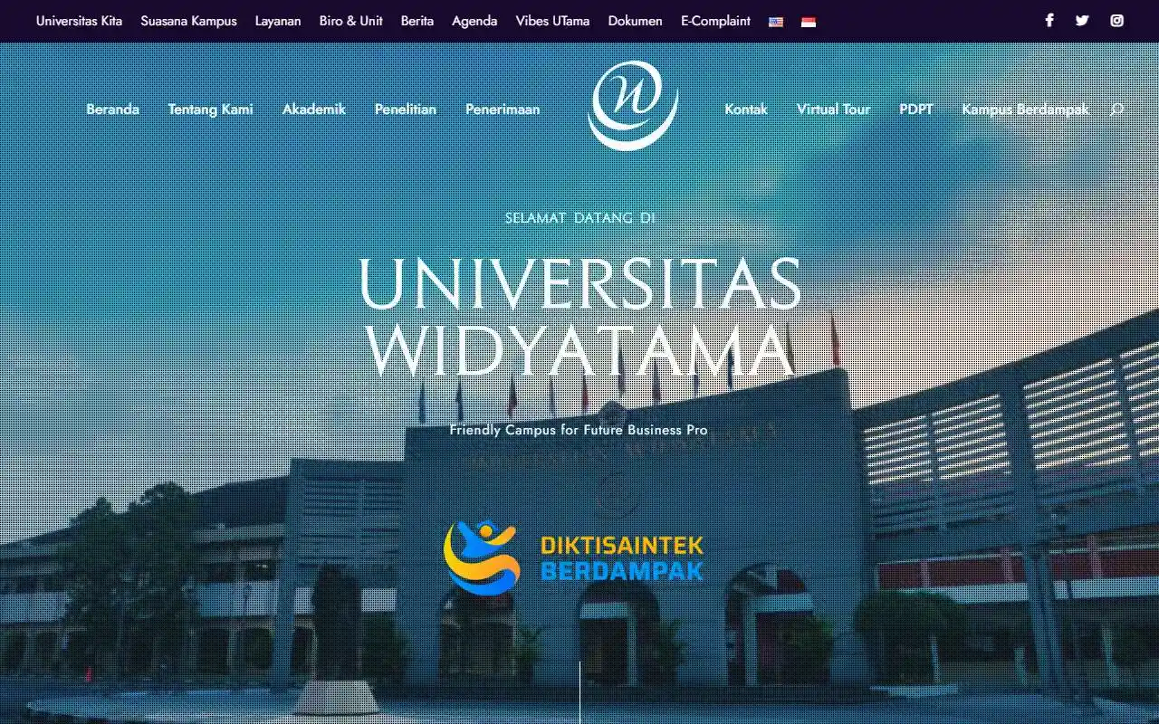 Tampilan website resmi Universitas Widyatama (widyatama.ac.id)