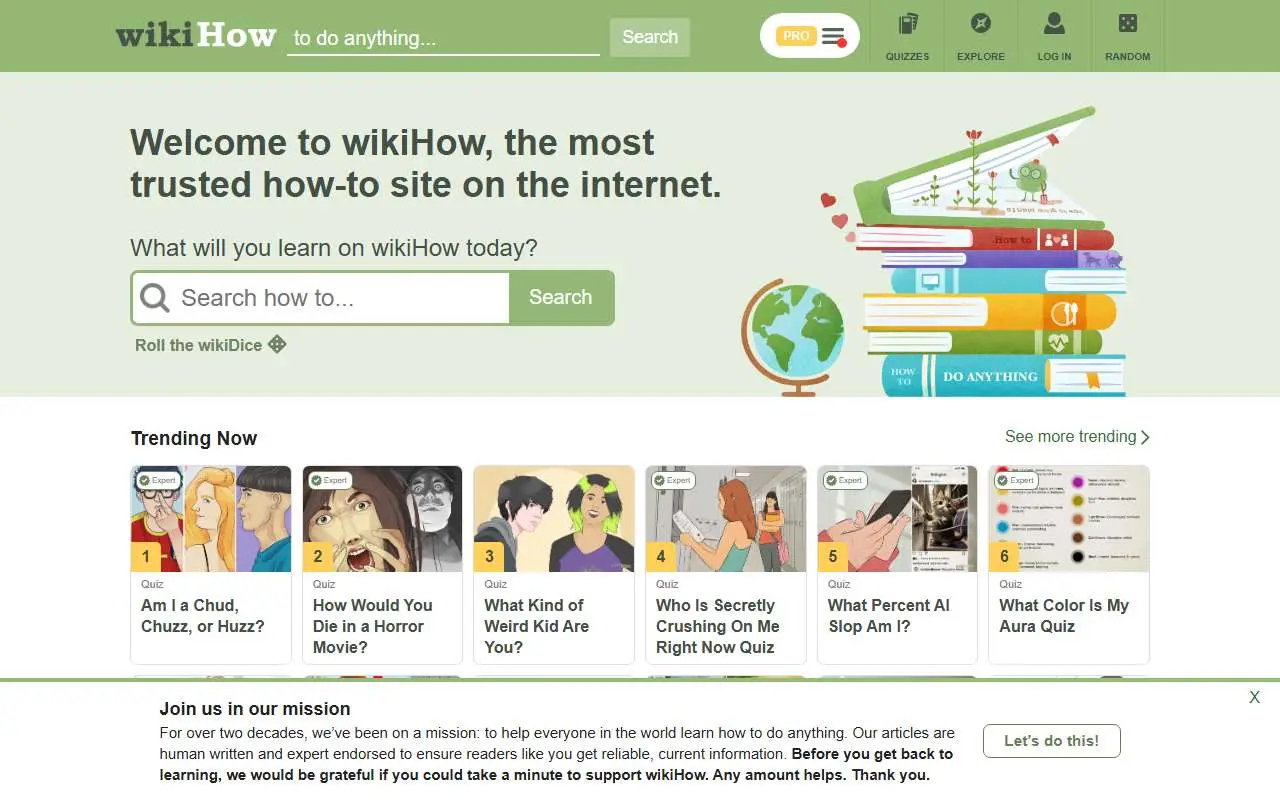 Tampilan website resmi wikiHow (wikihow.com)