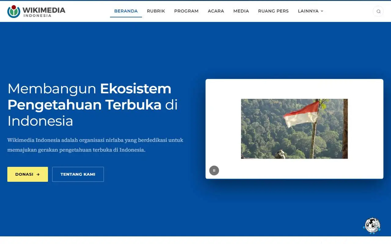 Tampilan website resmi Wikimedia Indonesia (wikimedia.or.id)