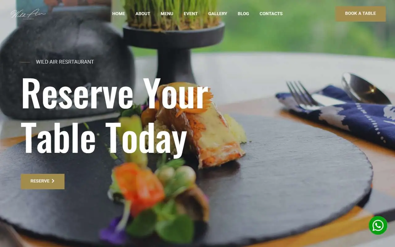 Tampilan website resmi Wild Air (wildairubud.com)