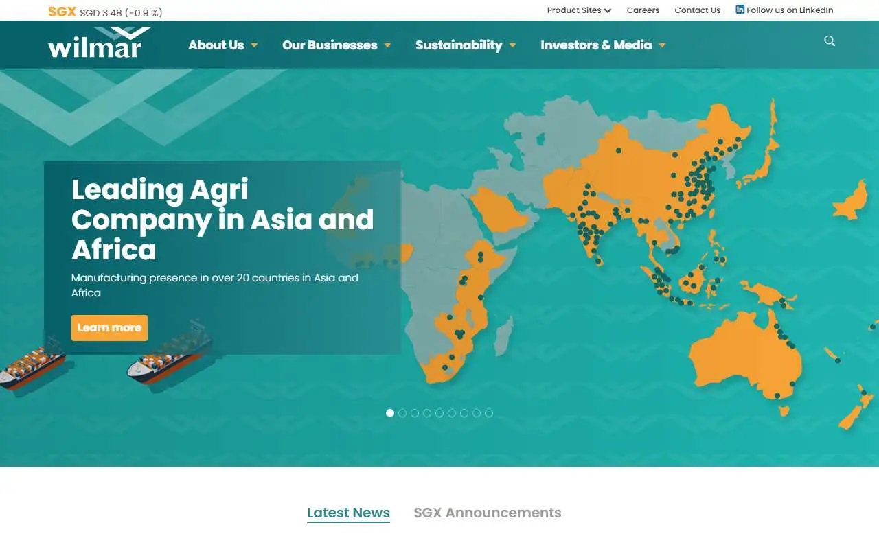 Tampilan website resmi Wilmar International (wilmar-international.com)