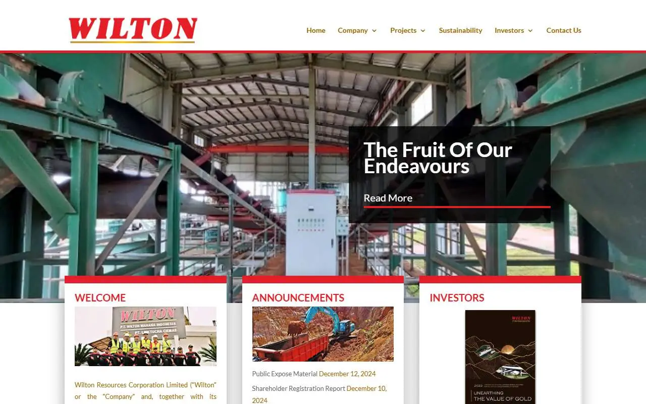 Tampilan website resmi Wilton Makmur Indonesia (wilton-groups.com)