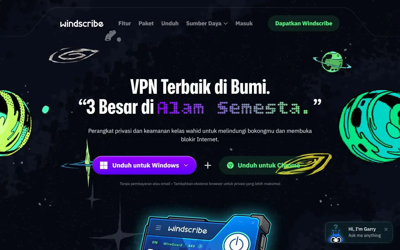 Tampilan website resmi Windscribe (windscribe.com)