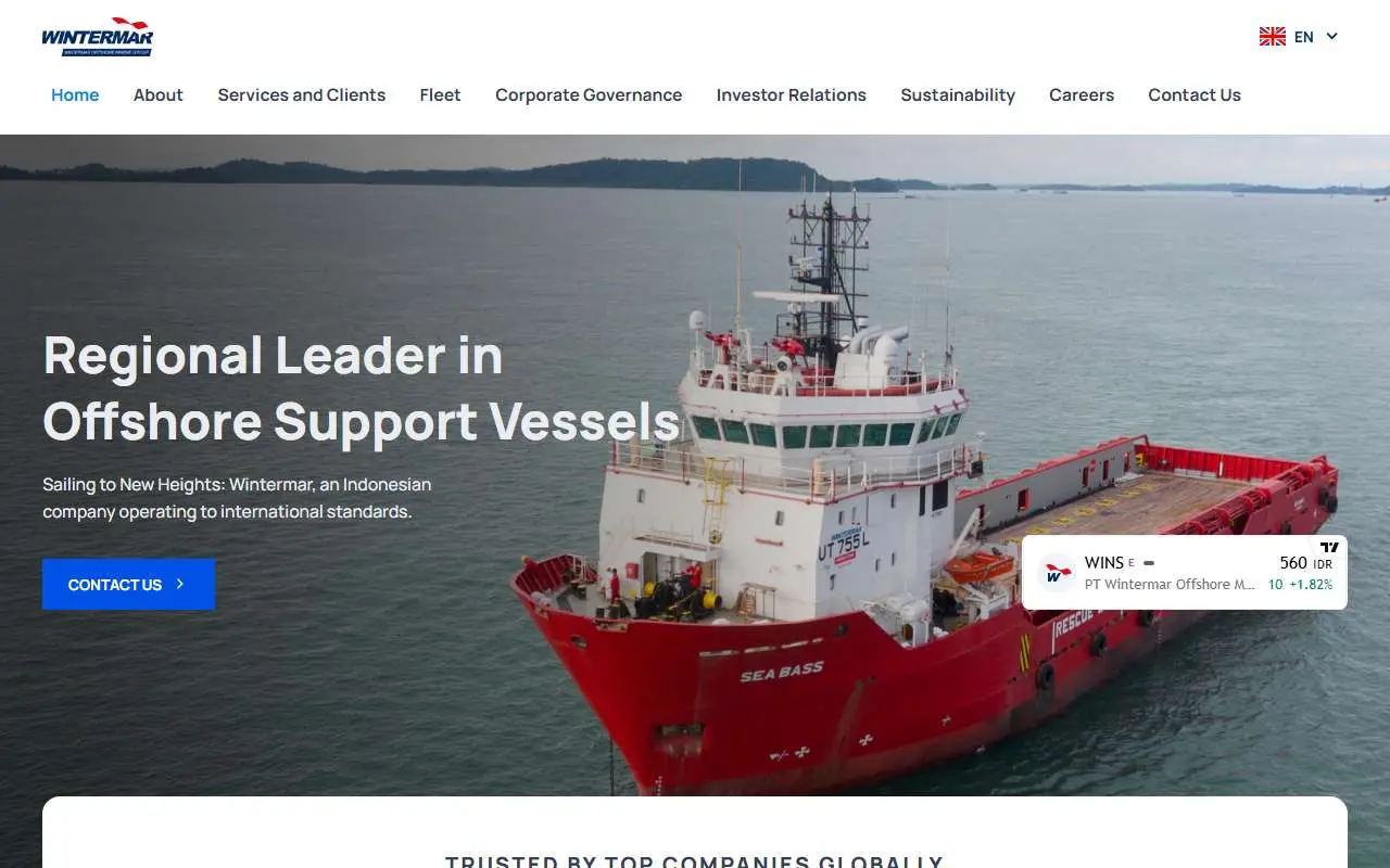 Tampilan website resmi Wintermar Offshore Marine (wintermar.com)