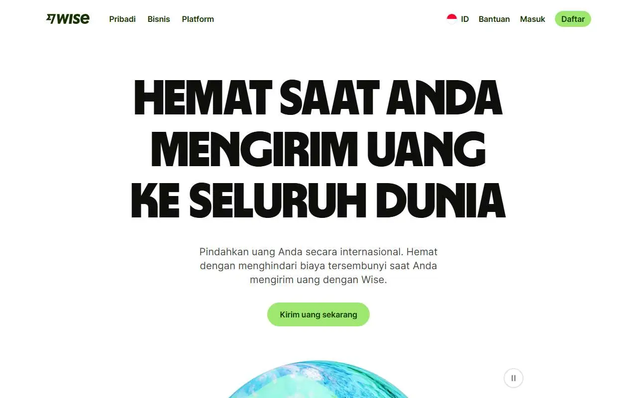 Tampilan website resmi Wise (wise.com)