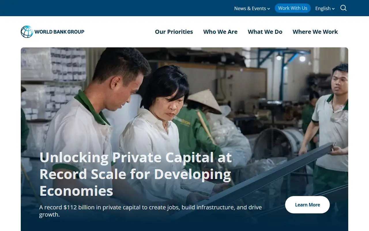 Tampilan website resmi World Bank (worldbank.org)