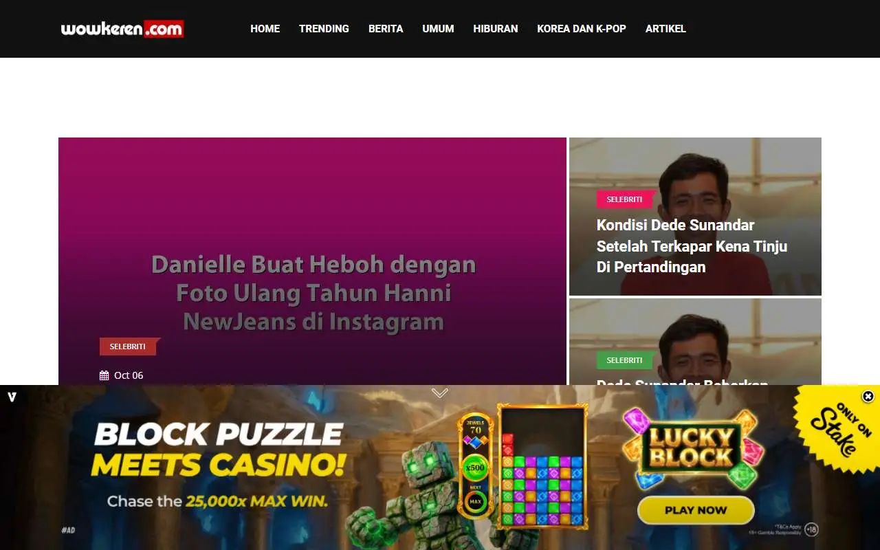 Tampilan website resmi WowKeren (wowkeren.com)