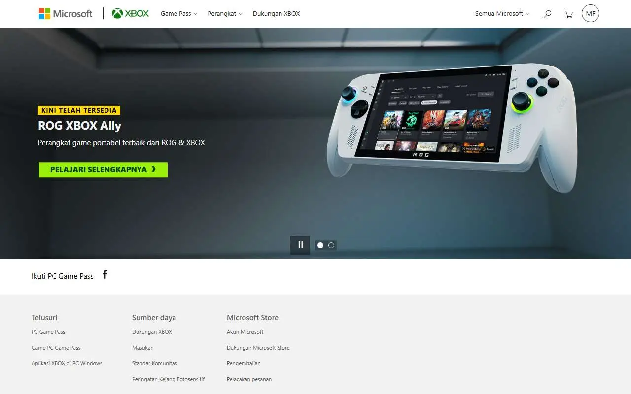 Tampilan website resmi Xbox (xbox.com)