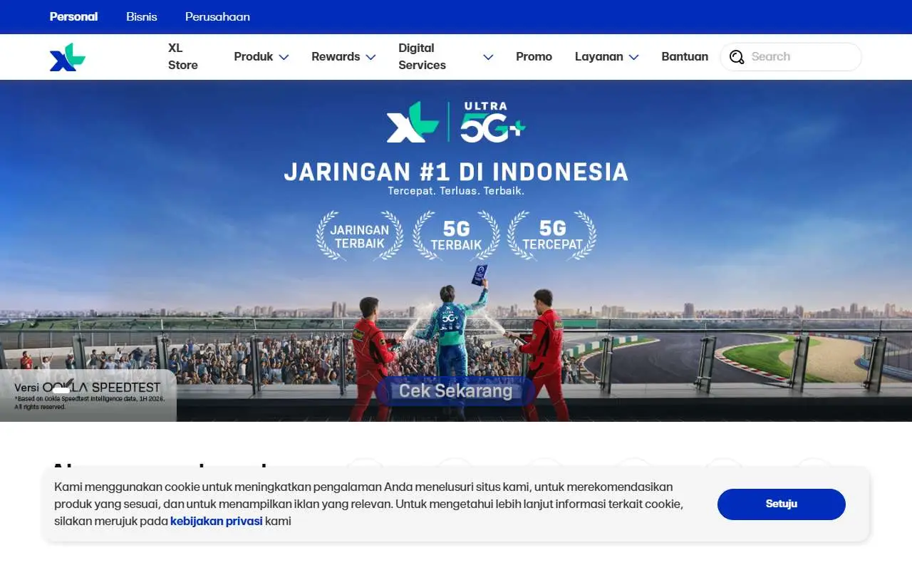 Tampilan website resmi XL Axiata (xl.co.id)