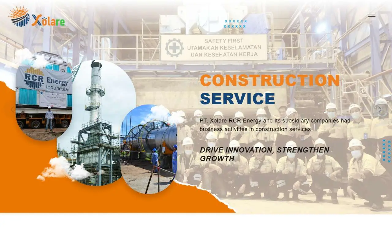 Tampilan website resmi Xolare RCR Energy (xolare.co.id)