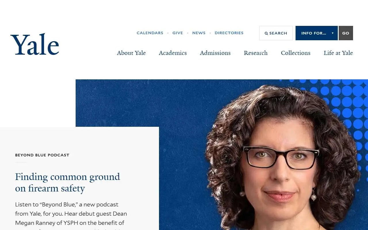 Tampilan website resmi Universitas Yale (yale.edu)
