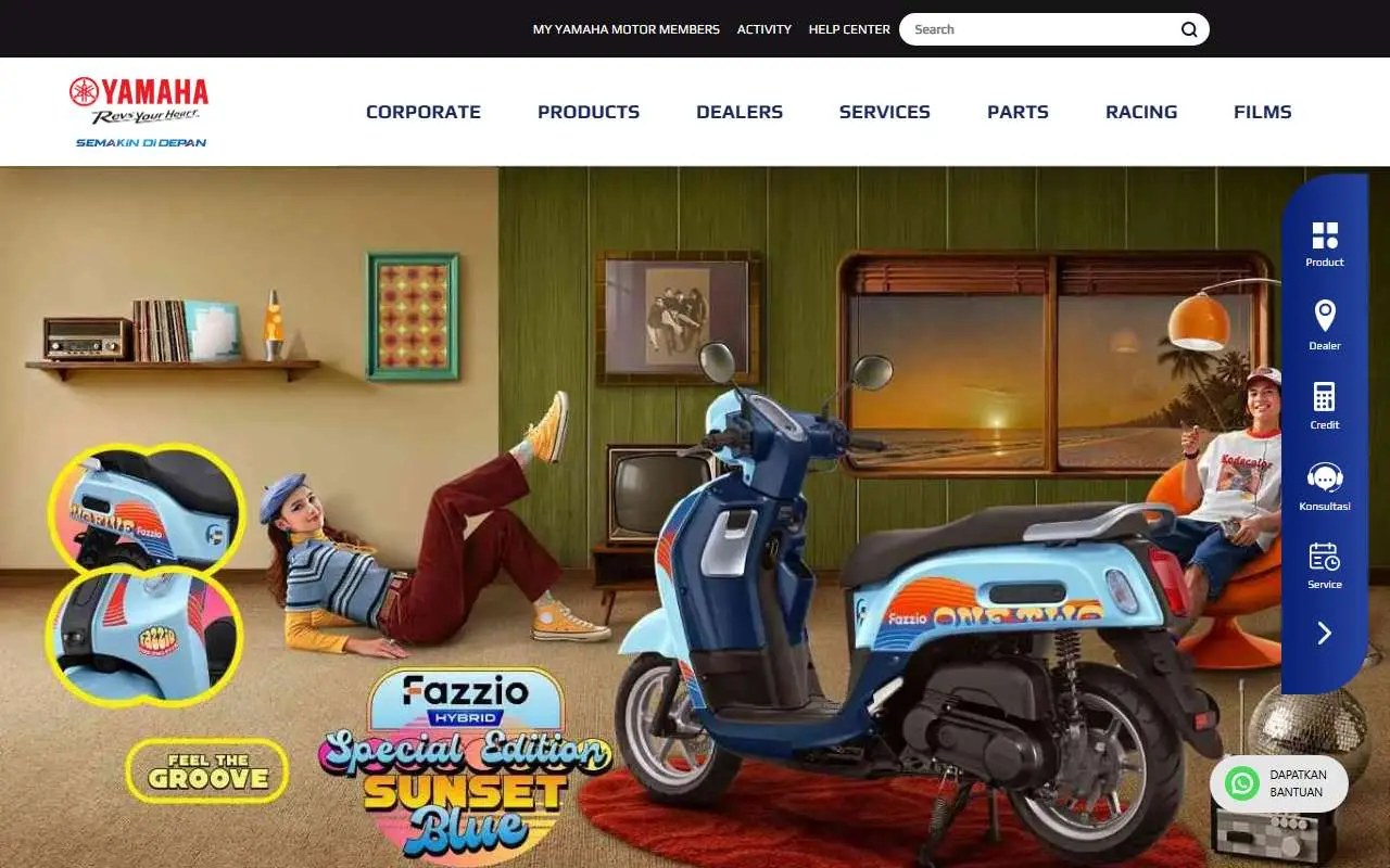 Tampilan website resmi Yamaha Motor Indonesia (yamaha-motor.co.id)